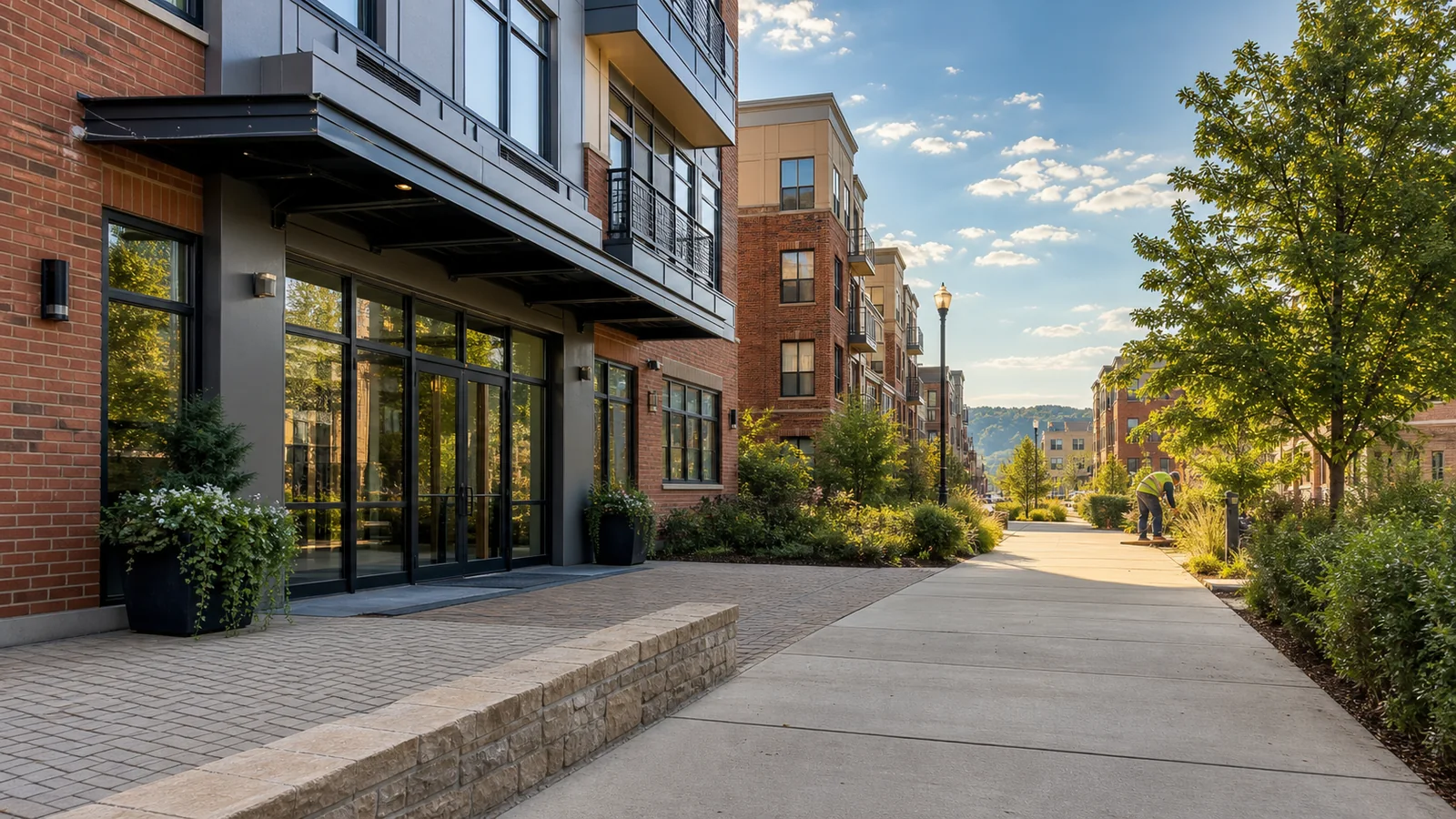 Well-maintained mixed-use residential property entrance
